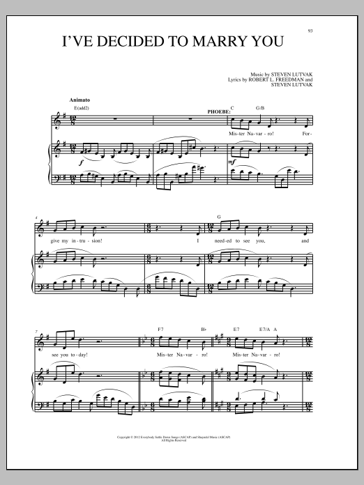 Steven Lutvak I've Decided To Marry You sheet music notes and chords. Download Printable PDF.