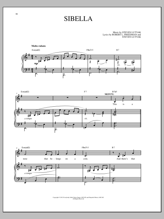 Steven Lutvak Sibella sheet music notes and chords. Download Printable PDF.