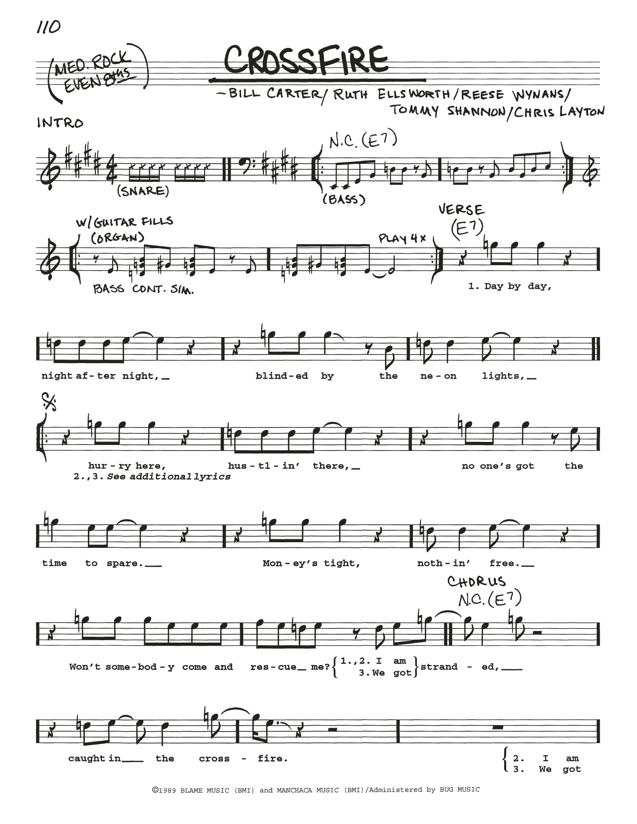 Stevie Ray Vaughan Crossfire sheet music notes and chords. Download Printable PDF.