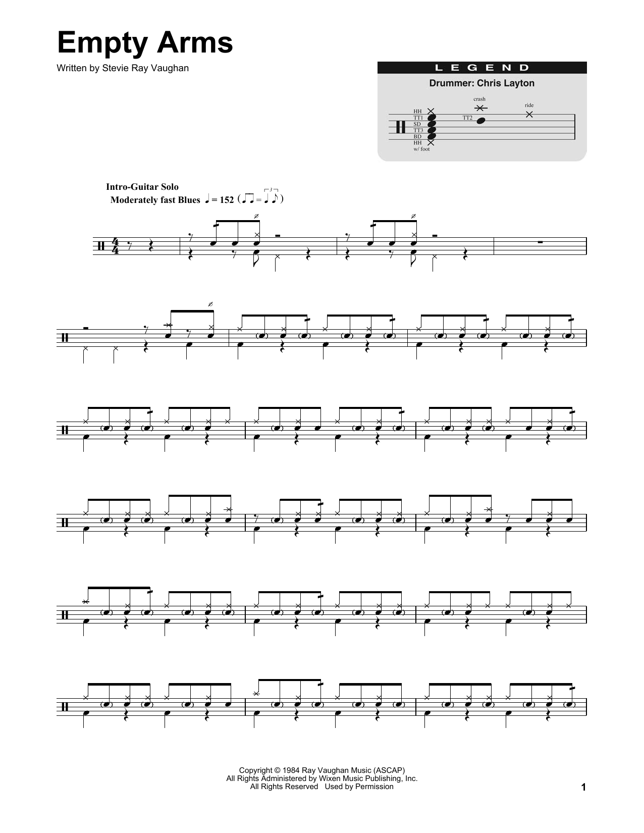 Stevie Ray Vaughan Empty Arms sheet music notes and chords. Download Printable PDF.