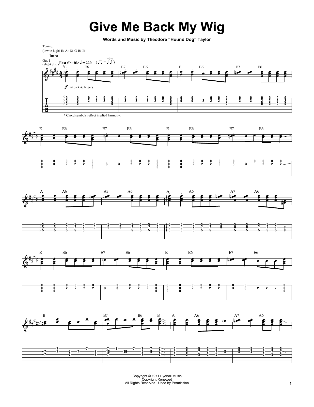 Learn to play Stevie Ray Vaughan Give Me Back My Wig sheet music for Guitar Tab in minutes. Price: 7.8900$ Stevie Ray Vaughan Give Me Back My Wig sheet music notes and chords arranged for Guitar Tab