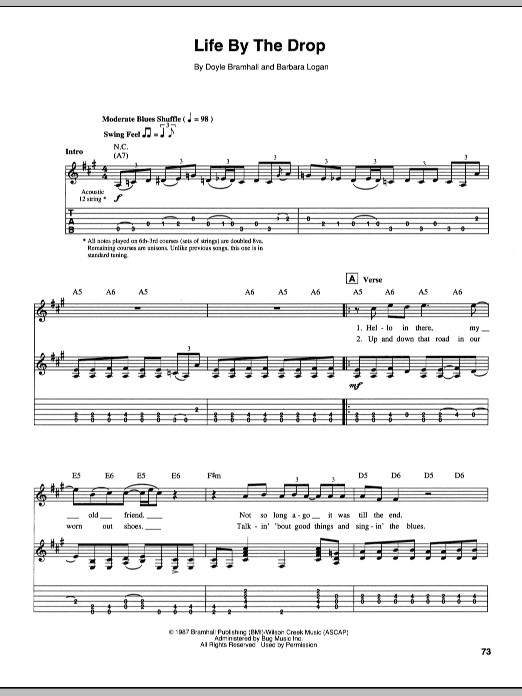 Stevie Ray Vaughan Life By The Drop sheet music notes and chords. Download Printable PDF.