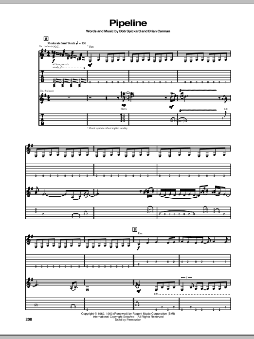 Stevie Ray Vaughan Pipeline sheet music notes and chords. Download Printable PDF.