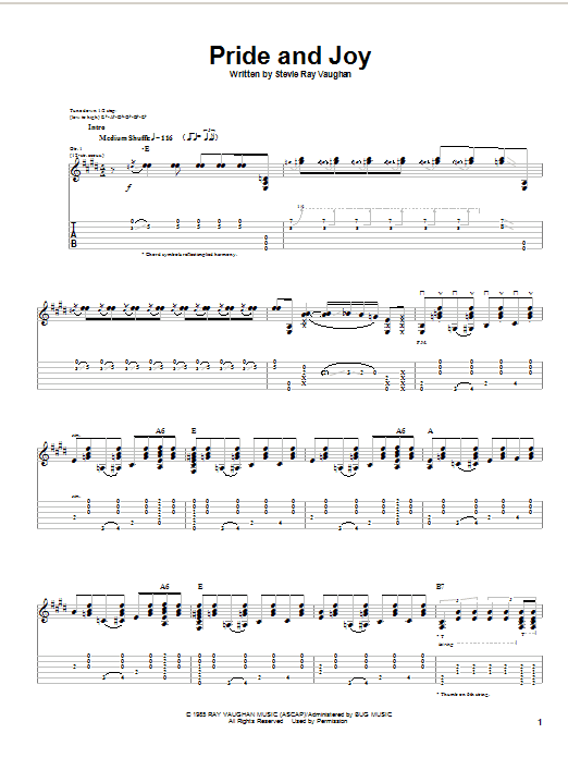 Stevie Ray Vaughan Pride And Joy sheet music notes and chords. Download Printable PDF.