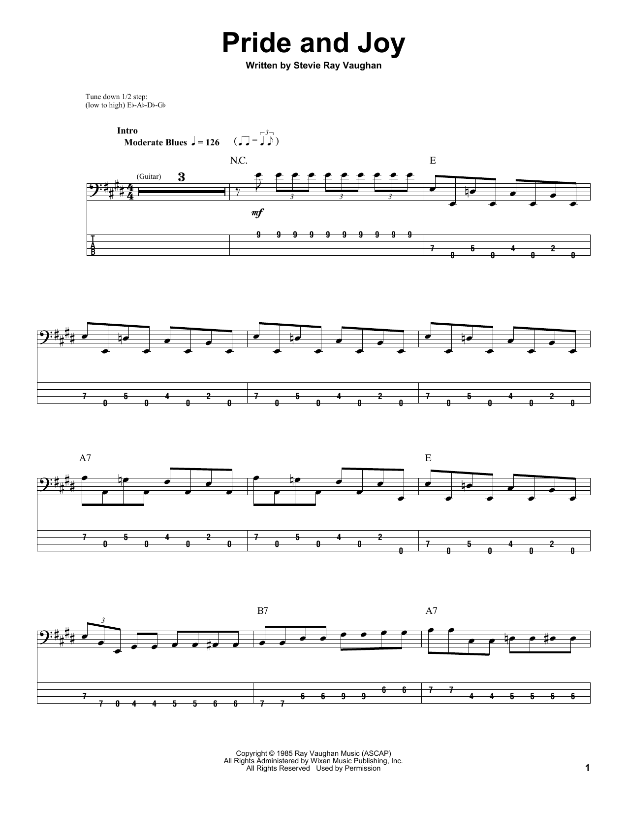 Stevie Ray Vaughan Pride And Joy sheet music notes and chords. Download Printable PDF.