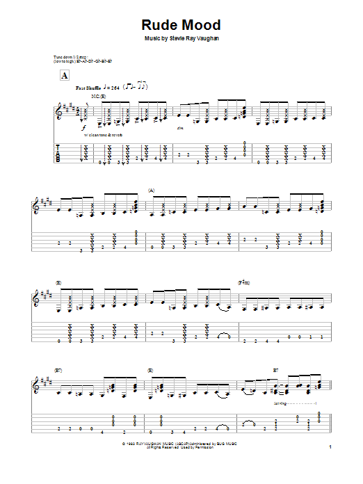 Stevie Ray Vaughan Rude Mood sheet music notes and chords. Download Printable PDF.