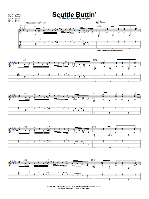 Stevie Ray Vaughan Scuttle Buttin' sheet music notes and chords. Download Printable PDF.