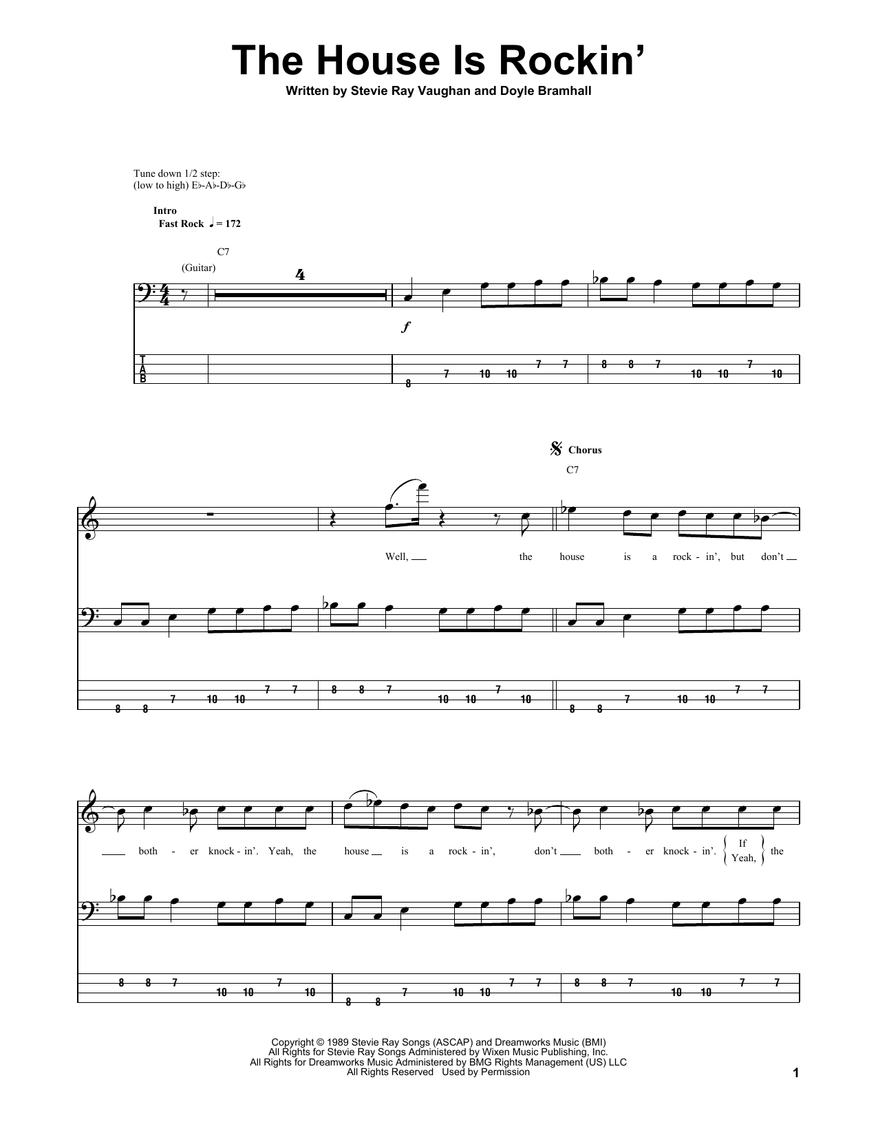 Stevie Ray Vaughan The House Is Rockin' sheet music notes and chords. Download Printable PDF.