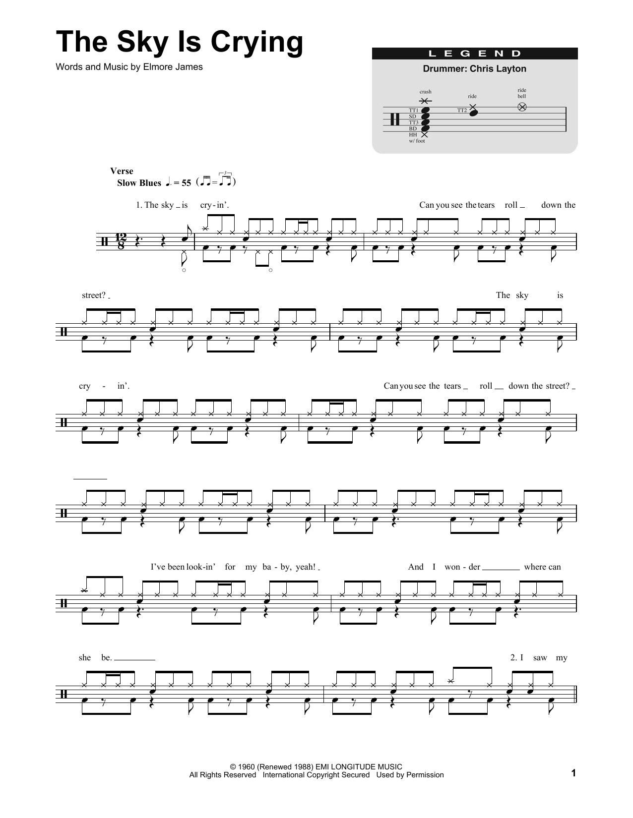 Stevie Ray Vaughan The Sky Is Crying sheet music notes and chords. Download Printable PDF.