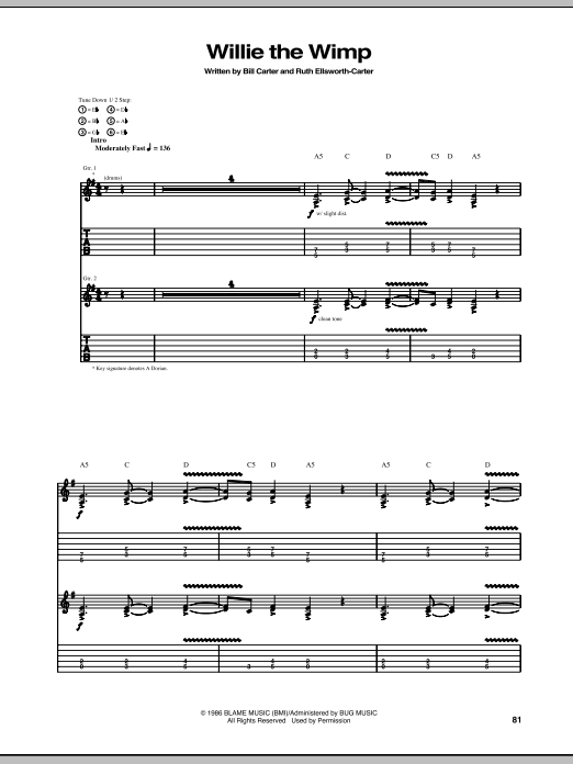 Learn to play Stevie Ray Vaughan Willie The Wimp sheet music for Guitar Tab in minutes. Price: 7.8900$ Stevie Ray Vaughan Willie The Wimp sheet music notes and chords arranged for Guitar Tab
