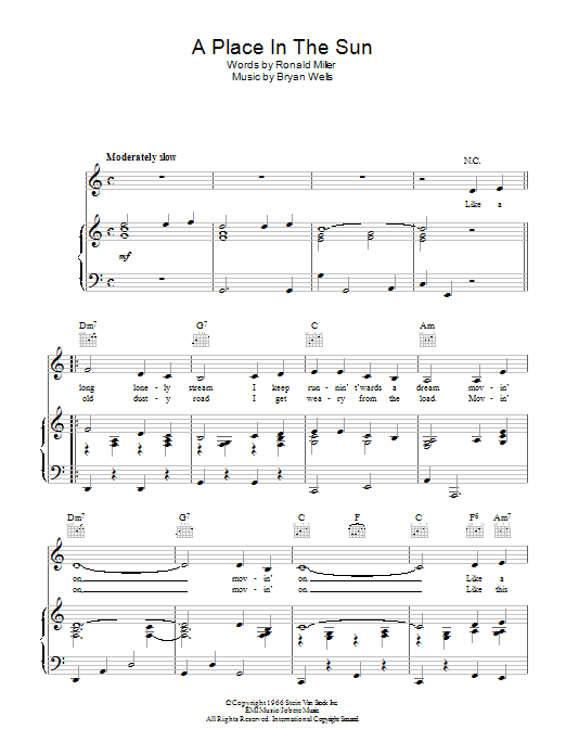 Stevie Wonder A Place In The Sun sheet music notes and chords. Download Printable PDF.