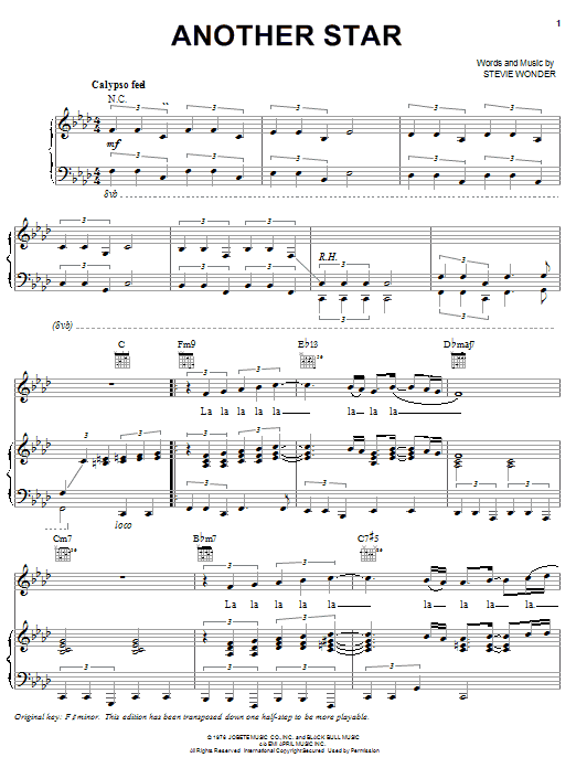 Stevie Wonder Another Star sheet music notes and chords. Download Printable PDF.