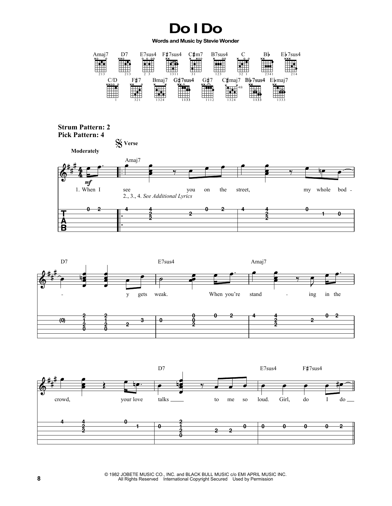 Stevie Wonder Do I Do sheet music notes and chords. Download Printable PDF.