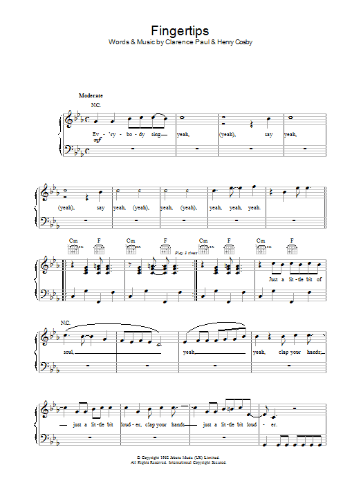 Stevie Wonder Fingertips sheet music notes and chords. Download Printable PDF.