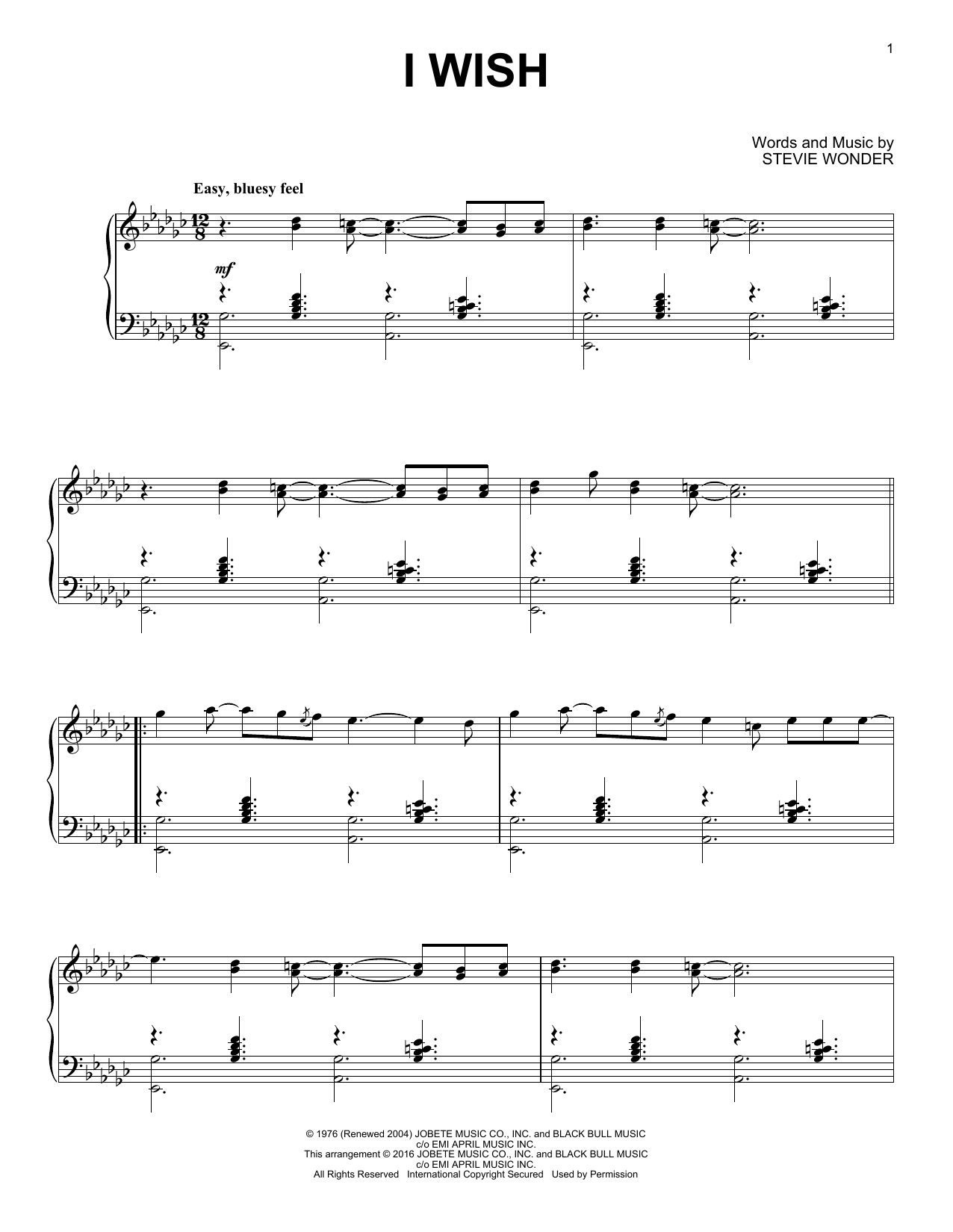 Stevie Wonder I Wish [Jazz version] sheet music notes and chords. Download Printable PDF.