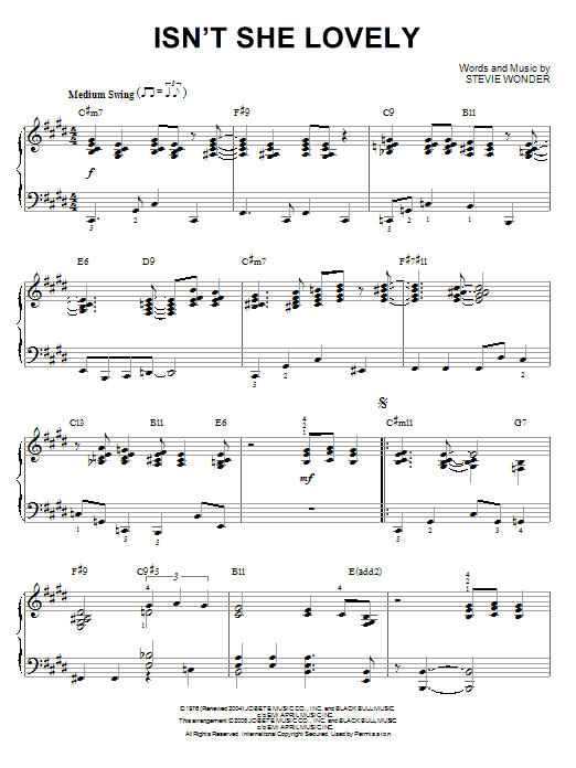 Stevie Wonder Isn't She Lovely [Jazz version] (arr. Brent Edstrom) sheet music notes and chords. Download Printable PDF.