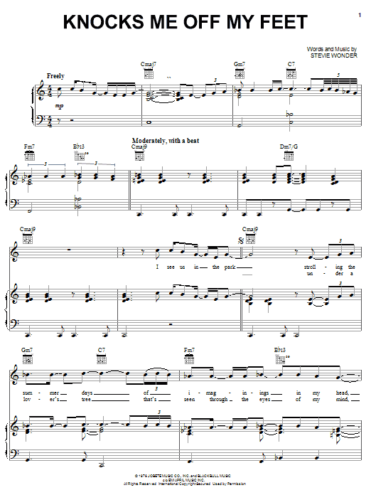 Stevie Wonder Knocks Me Off My Feet sheet music notes and chords. Download Printable PDF.