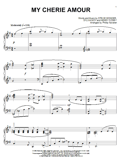 Stevie Wonder My Cherie Amour sheet music notes and chords. Download Printable PDF.