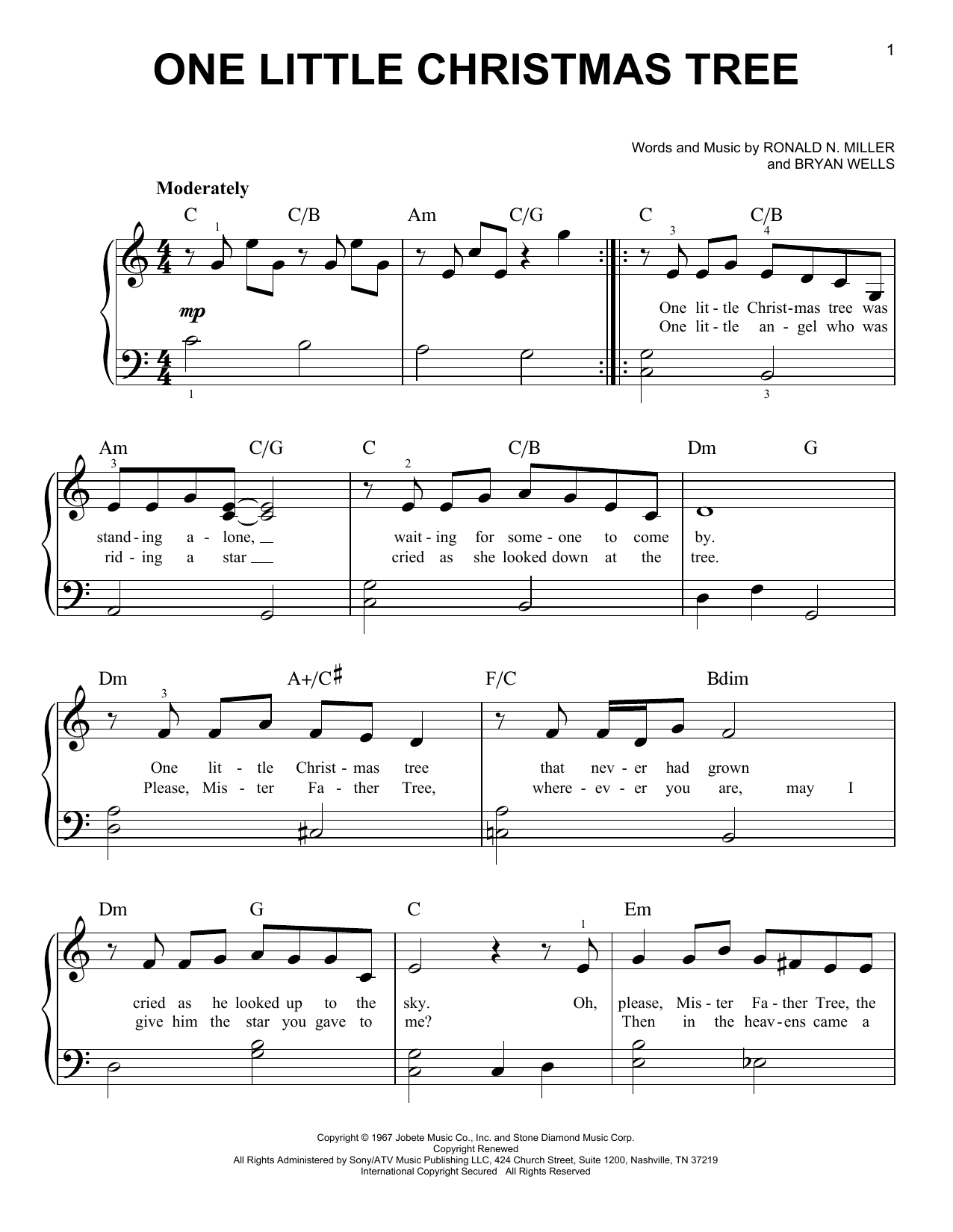 Stevie Wonder One Little Christmas Tree sheet music notes and chords. Download Printable PDF.