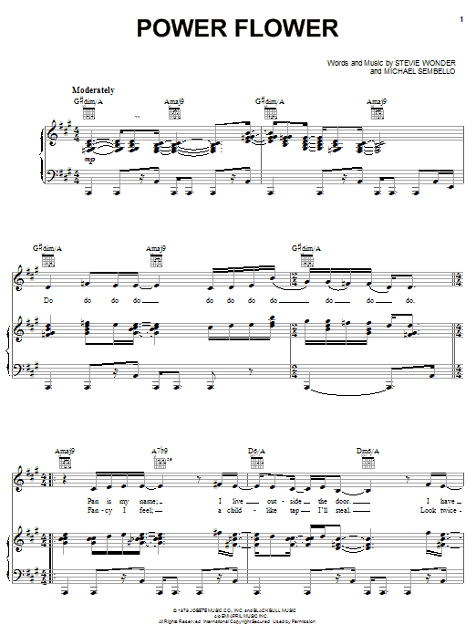 Learn to play Stevie Wonder Power Flower sheet music for Piano, Vocal & Guitar Chords (Right-Hand Melody) in minutes. Price: 7.8900$ Stevie Wonder Power Flower sheet music notes and chords arranged for Piano, Vocal & Guitar Chords (Right-Hand Melody)