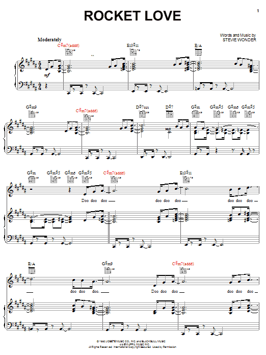 Learn to play Stevie Wonder Rocket Love sheet music for Piano, Vocal & Guitar Chords (Right-Hand Melody) in minutes. Price: 7.8900$ Stevie Wonder Rocket Love sheet music notes and chords arranged for Piano, Vocal & Guitar Chords (Right-Hand Melody)
