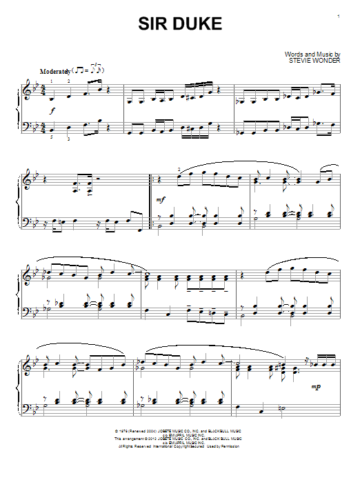 Stevie Wonder Sir Duke sheet music notes and chords. Download Printable PDF.