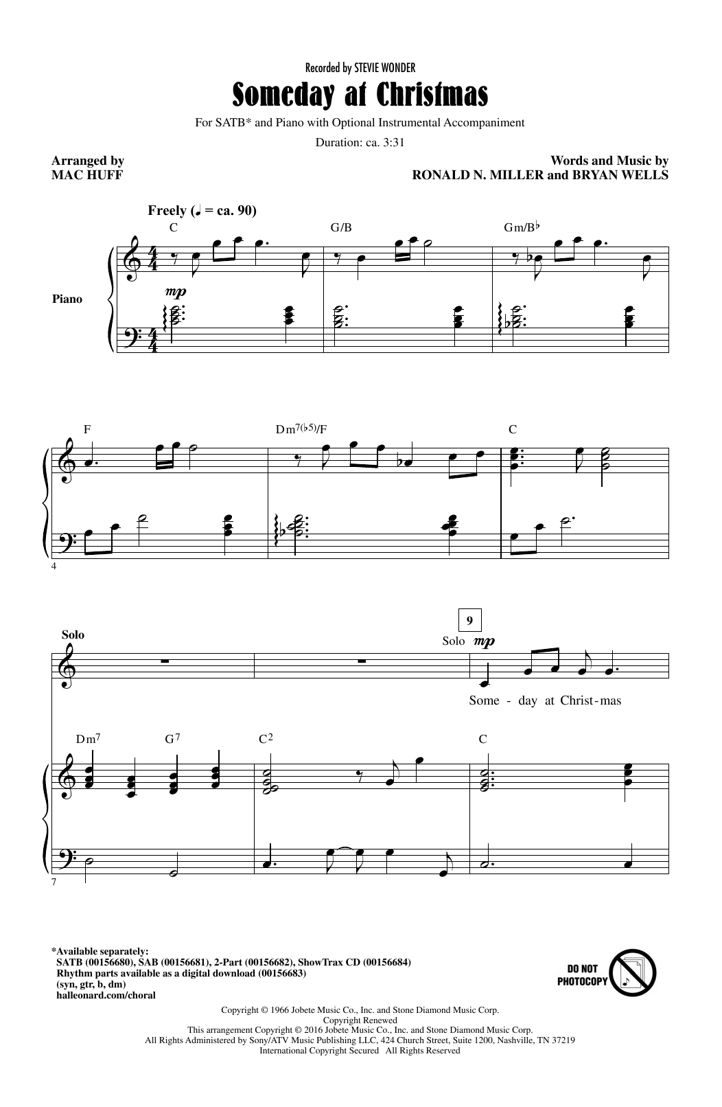 Stevie Wonder Someday At Christmas (arr. Mac Huff) sheet music notes and chords. Download Printable PDF.