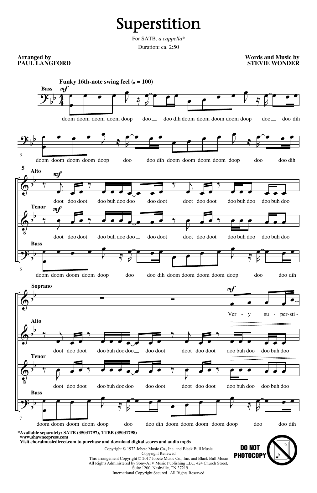 Stevie Wonder Superstition (arr. Paul Langford) sheet music notes and chords. Download Printable PDF.