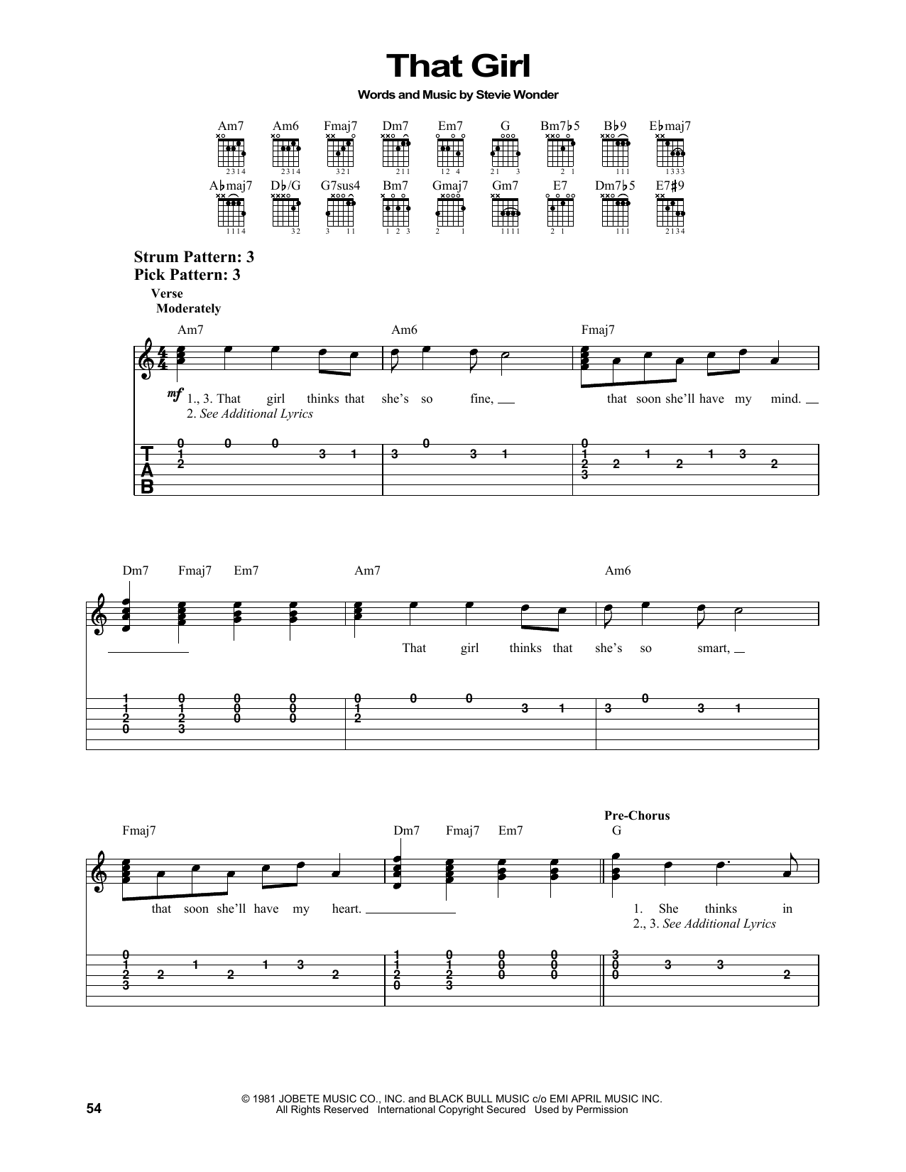 Stevie Wonder That Girl sheet music notes and chords. Download Printable PDF.