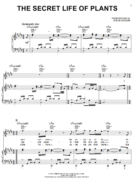 Stevie Wonder The Secret Life Of Plants sheet music notes and chords. Download Printable PDF.