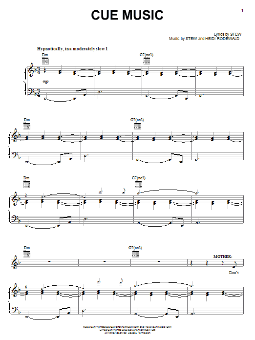 Learn to play Stew Cue Music sheet music for Piano, Vocal & Guitar Chords (Right-Hand Melody) in minutes. Price: 7.8900$ Stew Cue Music sheet music notes and chords arranged for Piano, Vocal & Guitar Chords (Right-Hand Melody)
