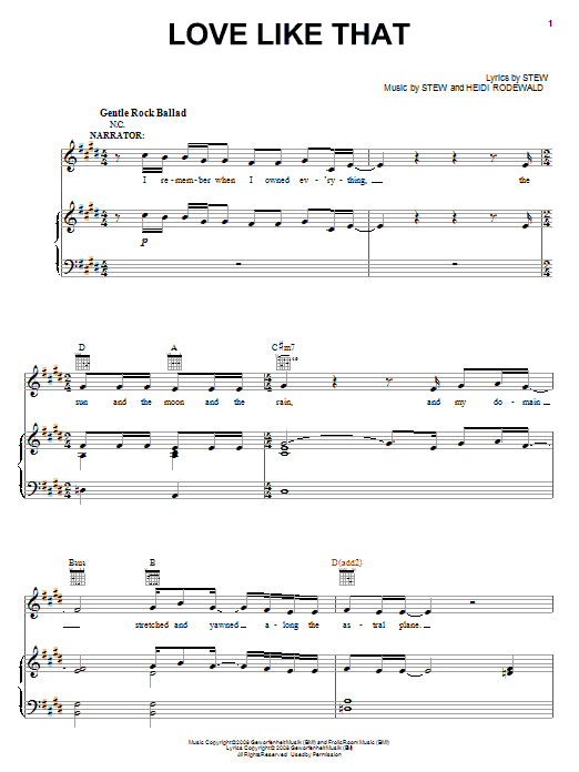 Learn to play Stew Love Like That sheet music for Piano, Vocal & Guitar Chords (Right-Hand Melody) in minutes. Price: 7.8900$ Stew Love Like That sheet music notes and chords arranged for Piano, Vocal & Guitar Chords (Right-Hand Melody)