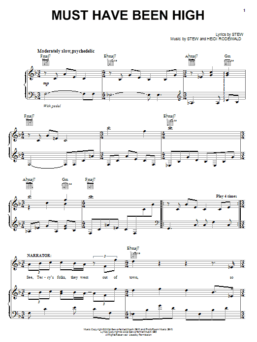 Learn to play Stew Must Have Been High sheet music for Piano, Vocal & Guitar Chords (Right-Hand Melody) in minutes. Price: 7.8900$ Stew Must Have Been High sheet music notes and chords arranged for Piano, Vocal & Guitar Chords (Right-Hand Melody)