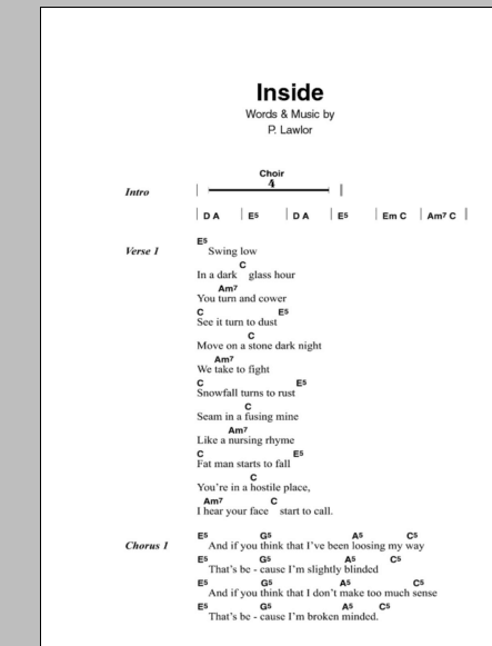 Learn to play Stiltskin Inside sheet music for Guitar Chords/Lyrics in minutes. Price: 4.4900$ Stiltskin Inside sheet music notes and chords arranged for Guitar Chords/Lyrics