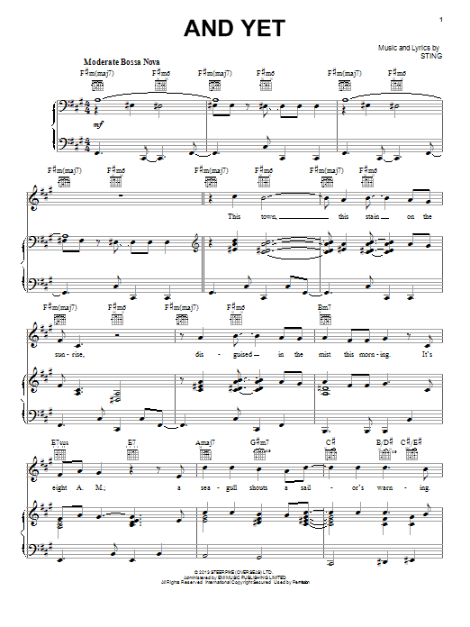 Sting And Yet sheet music notes and chords. Download Printable PDF.