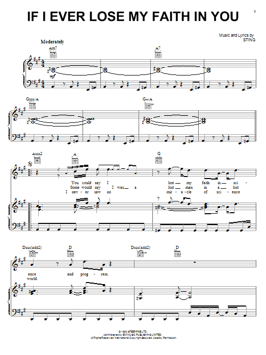 Sting If I Ever Lose My Faith In You sheet music notes and chords. Download Printable PDF.