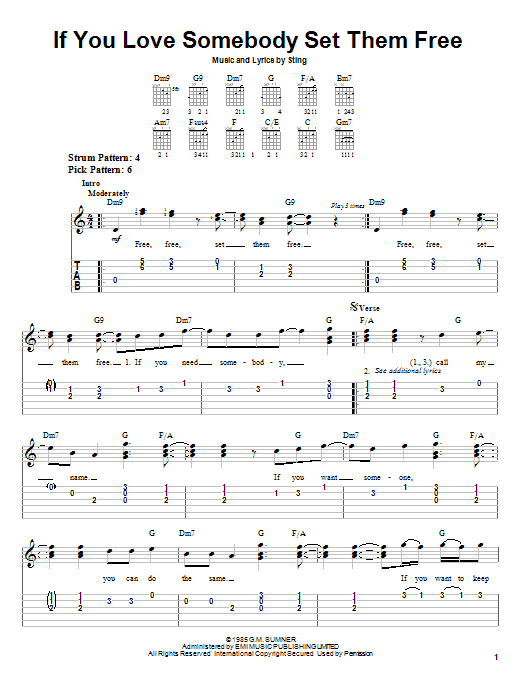 Sting If You Love Somebody Set Them Free sheet music notes and chords. Download Printable PDF.