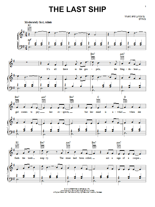 Sting The Last Ship sheet music notes and chords. Download Printable PDF.