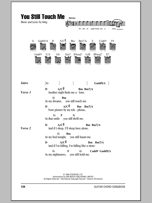 Sting You Still Touch Me sheet music notes and chords. Download Printable PDF.