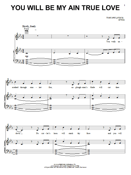 Sting You Will Be My Ain True Love sheet music notes and chords. Download Printable PDF.