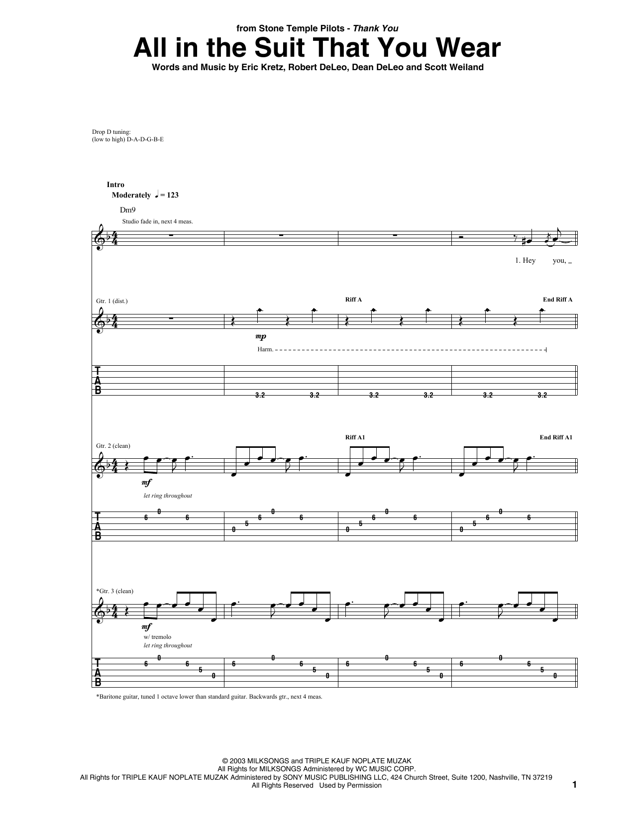 Learn to play Stone Temple Pilots All In The Suit That You Wear sheet music for Guitar Tab in minutes. Price: 7.8900$ Stone Temple Pilots All In The Suit That You Wear sheet music notes and chords arranged for Guitar Tab