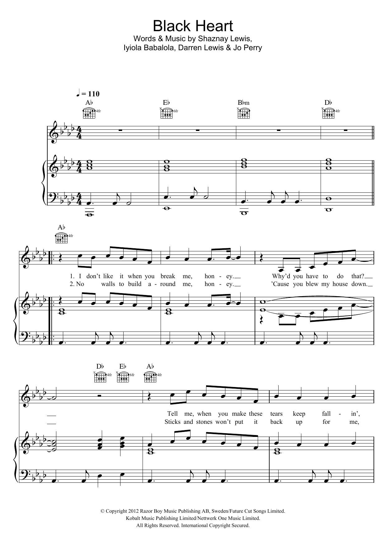 Stooshe Black Heart sheet music notes and chords. Download Printable PDF.