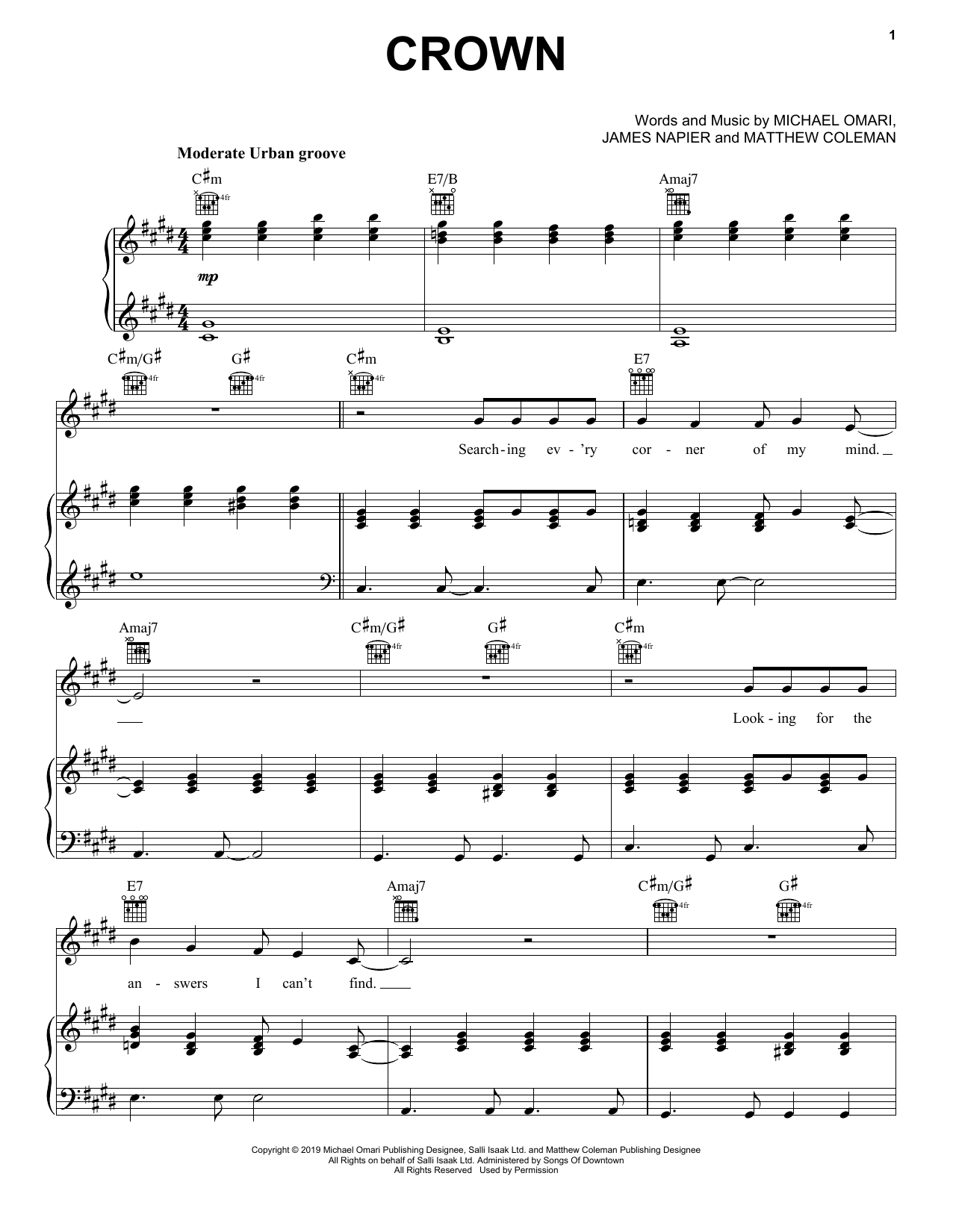 Learn to play Stormzy Crown sheet music for Piano, Vocal & Guitar Chords (Right-Hand Melody) in minutes. Price: 7.8900$ Stormzy Crown sheet music notes and chords arranged for Piano, Vocal & Guitar Chords (Right-Hand Melody)