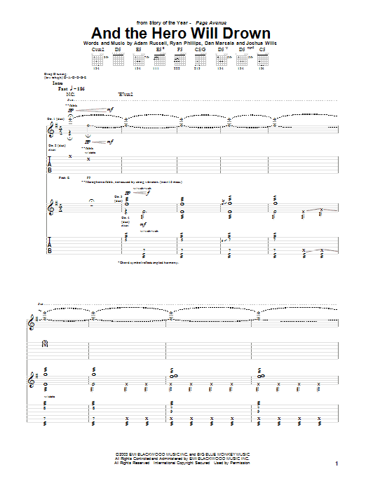 Learn to play Story Of The Year And The Hero Will Drown sheet music for Guitar Tab in minutes. Price: 7.8900$ Story Of The Year And The Hero Will Drown sheet music notes and chords arranged for Guitar Tab