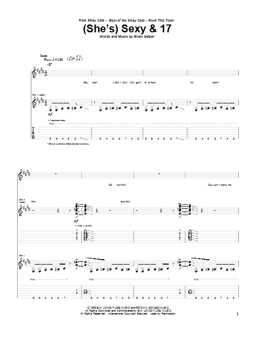 Stray Cats (She's) Sexy And 17 sheet music notes and chords. Download Printable PDF.