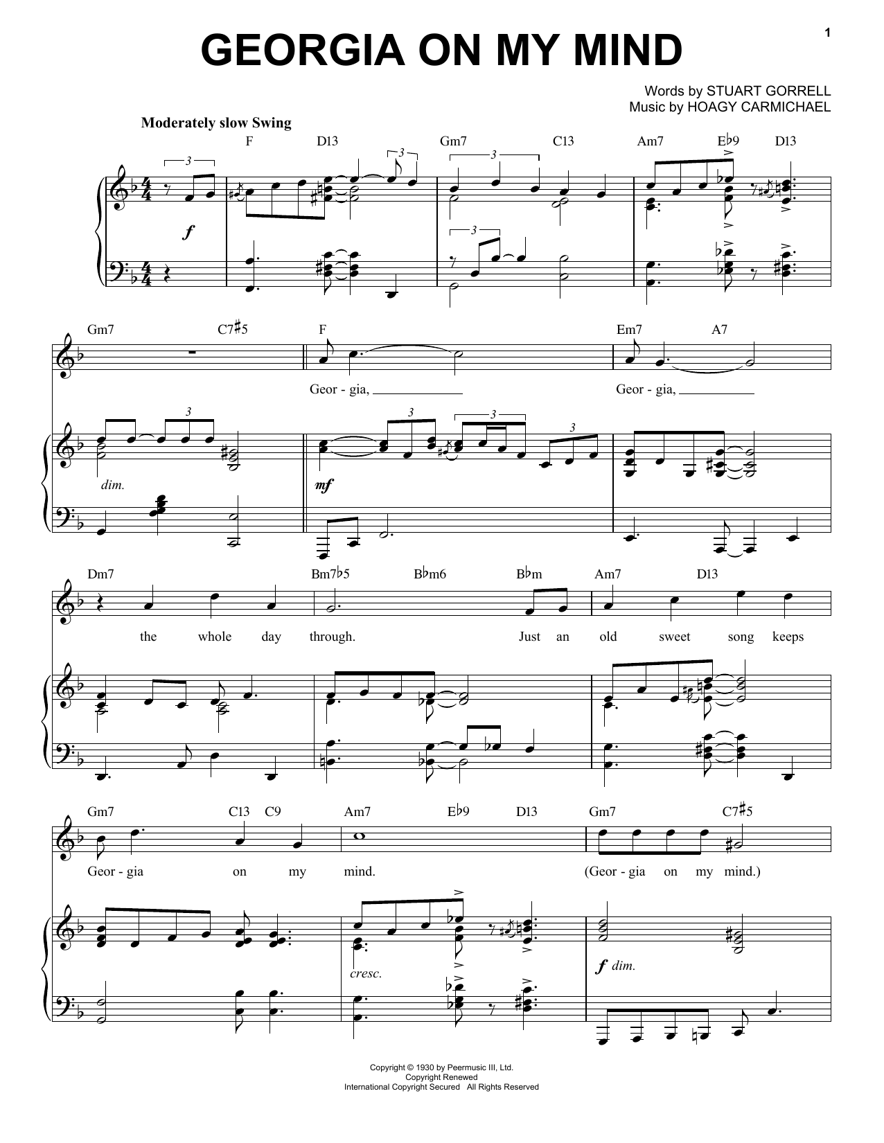 Stuart Gorrell and Hoagy Carmichael Georgia On My Mind [Jazz version] (arr. Brent Edstrom) sheet music notes and chords. Download Printable PDF.