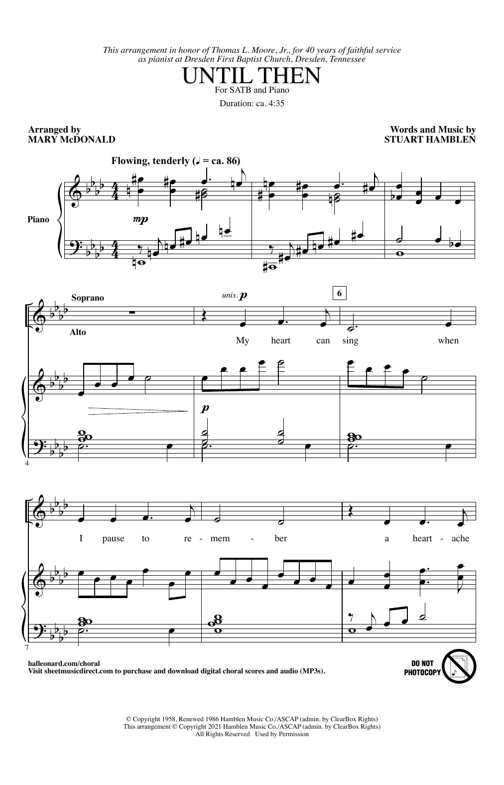 Learn to play Stuart Hamblen Until Then (arr. Mary McDonald) sheet music for SATB Choir in minutes. Price: 3.9900$ Stuart Hamblen Until Then (arr. Mary McDonald) sheet music notes and chords arranged for SATB Choir