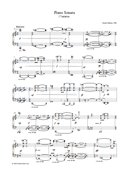 Learn to play Stuart MacRae Piano Sonata, I Variation sheet music for Piano Solo in minutes. Price: 7.8900$ Stuart MacRae Piano Sonata, I Variation sheet music notes and chords arranged for Piano Solo