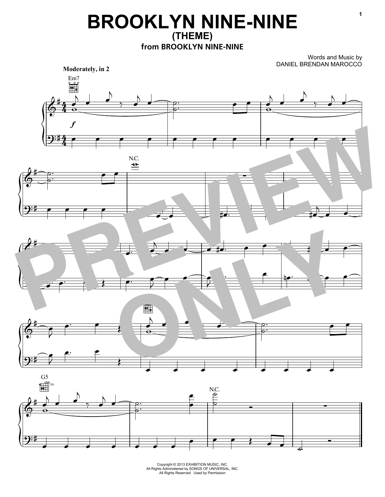 Stuart Petty Brooklyn Nine-Nine (Theme) sheet music notes and chords. Download Printable PDF.