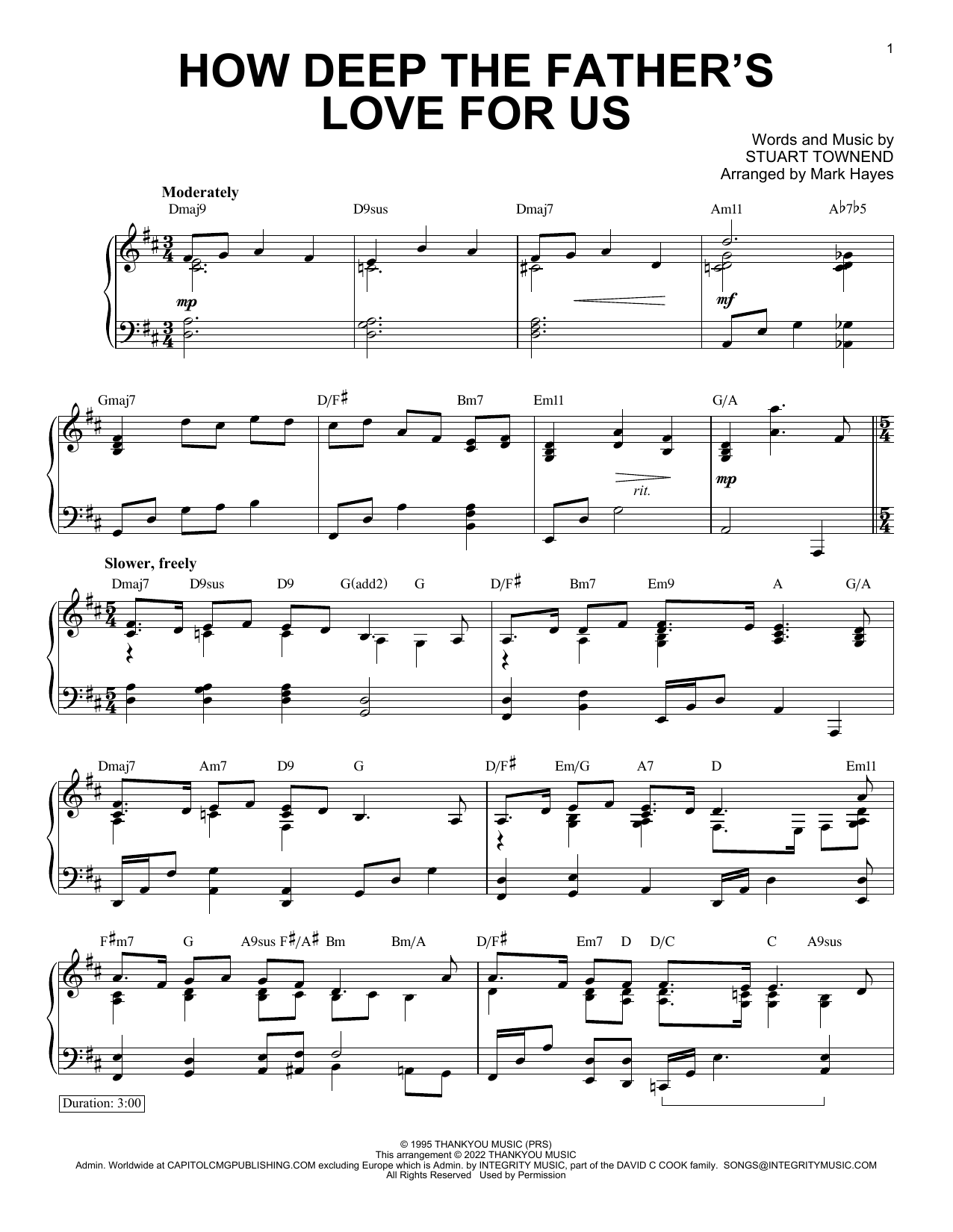 Stuart Townend How Deep The Father's Love For Us (arr. Mark Hayes) sheet music notes and chords. Download Printable PDF.